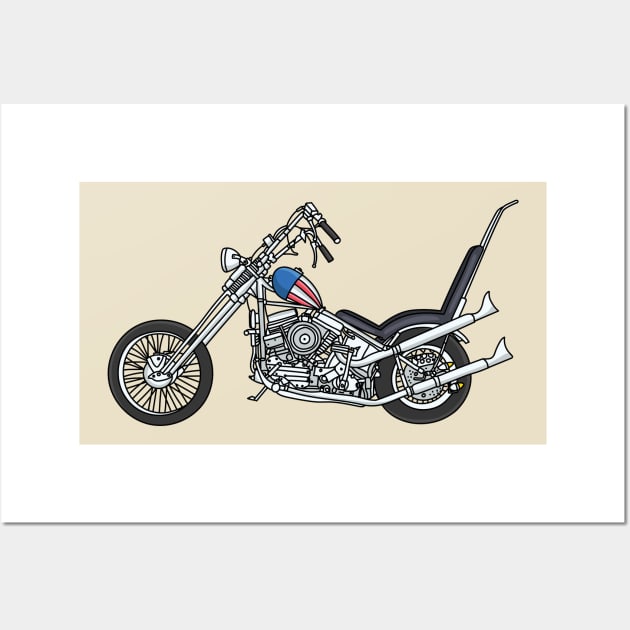 Chopper Motorcycle 1950 cartoon illustration Wall Art by Cartoons of fun